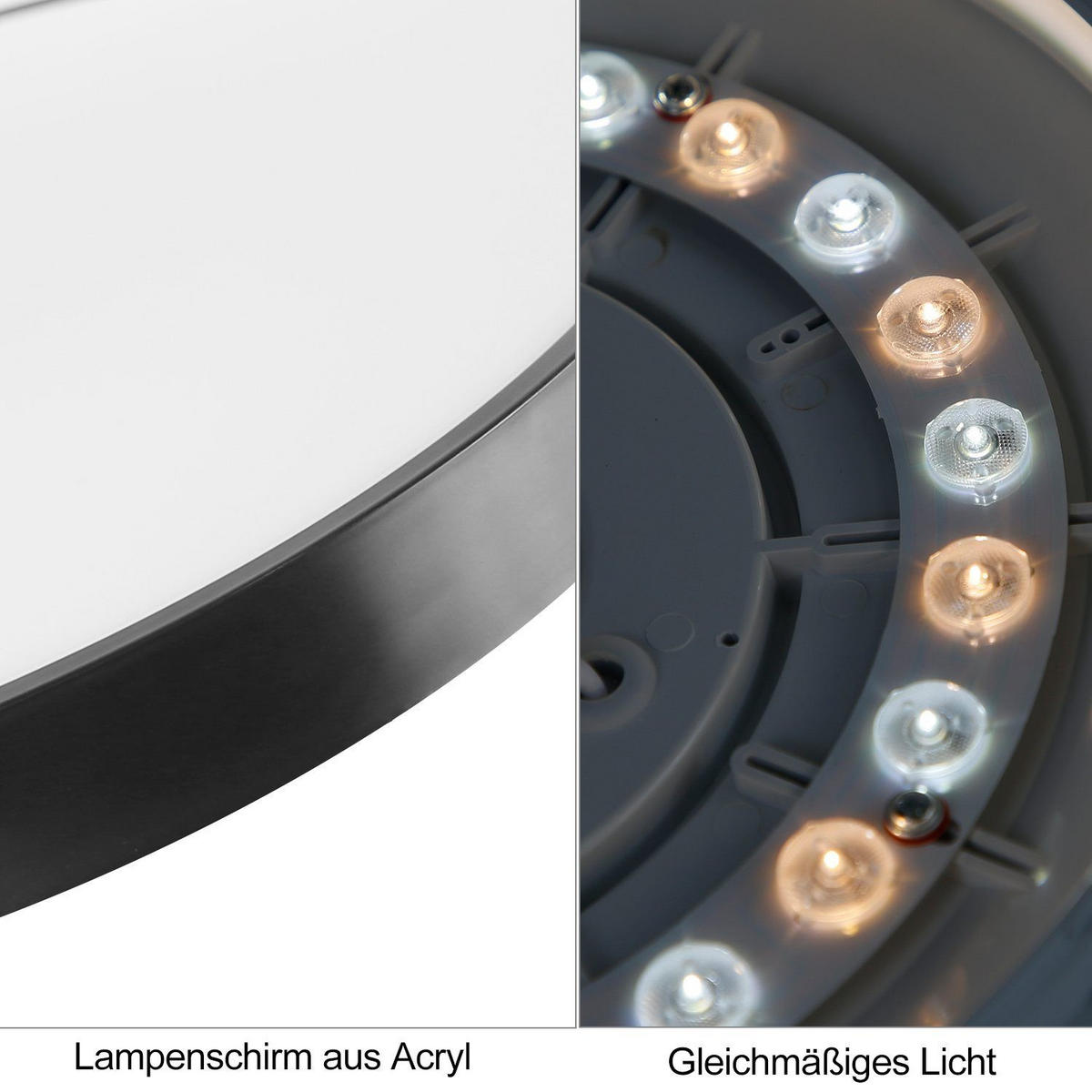 LED-DECKENLEUCHTE Albertyne 28/28/3 cm - Schwarz, Kunststoff (28/28/3cm) - Nettlife