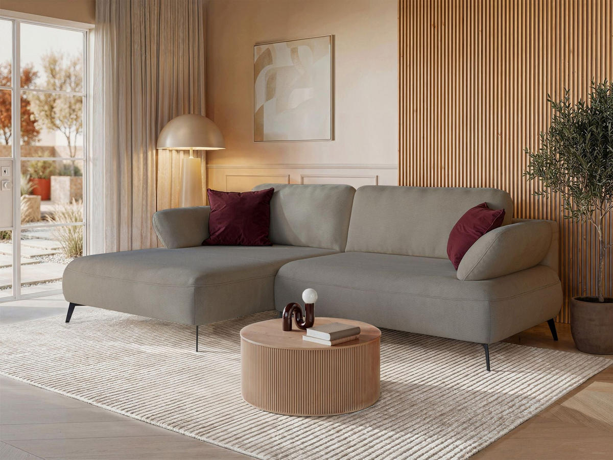 ECKSOFA Avolla Dunkelbeige links - Schwarz/Cappuccino, Textil/Metall (284/186cm) - Selsey