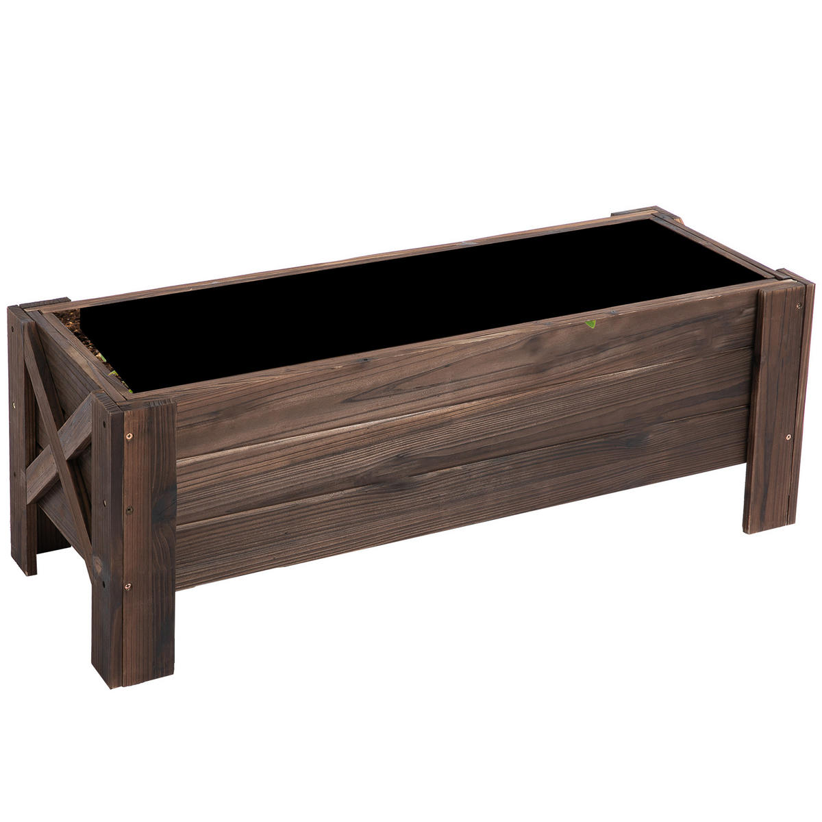 HOCHBEET DE-12101 100/36/36 cm mit Bewässerungseinsätzen Natur - Braun, Holzwerkstoff (100/36/36cm) - ComfortXL