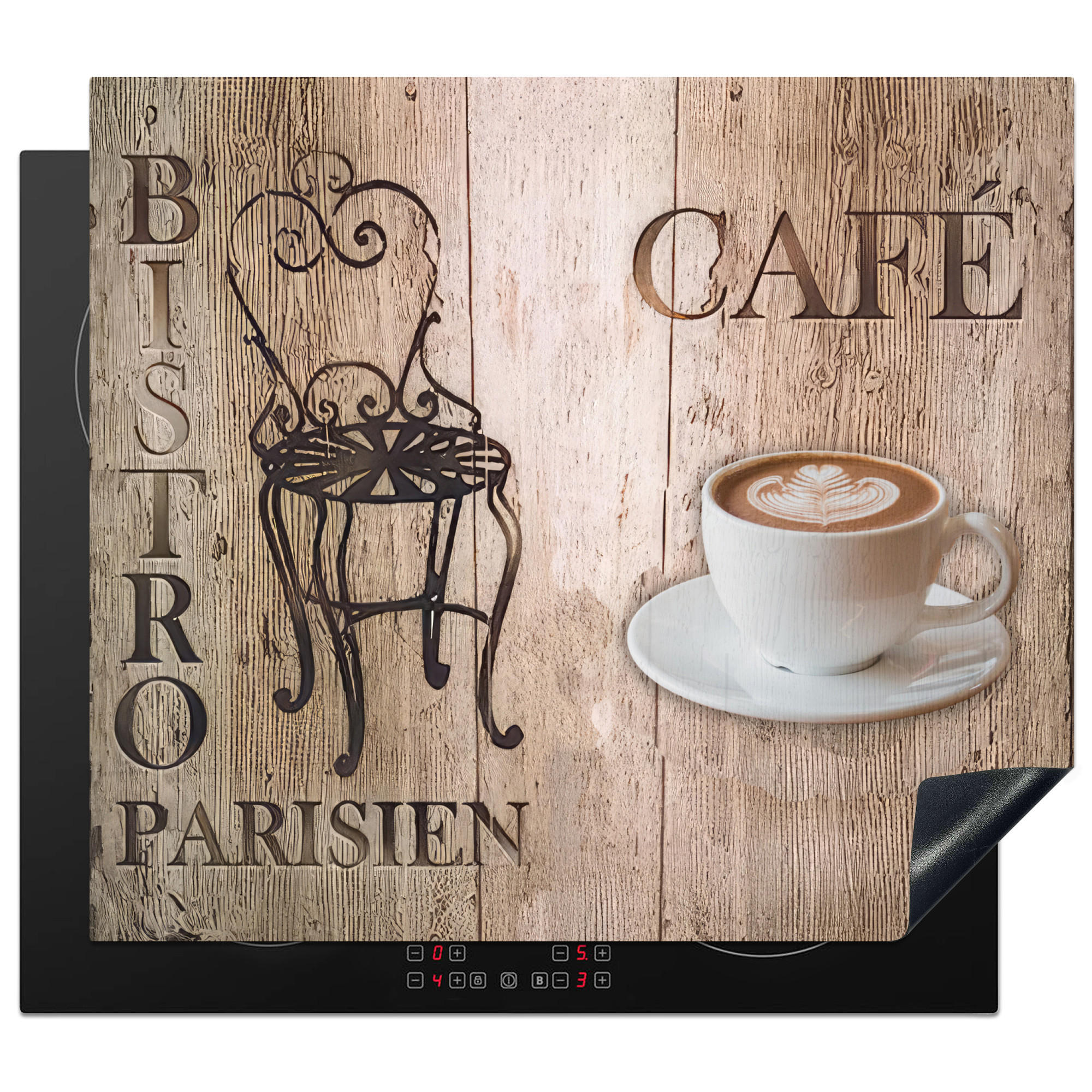 HERDABDECKPLATTE Bistro Parisien - Café - Kaffee - Jahrgang 59x51 cm - Cappuccino, Kunststoff (59/0.2/51cm) - MuchoWow