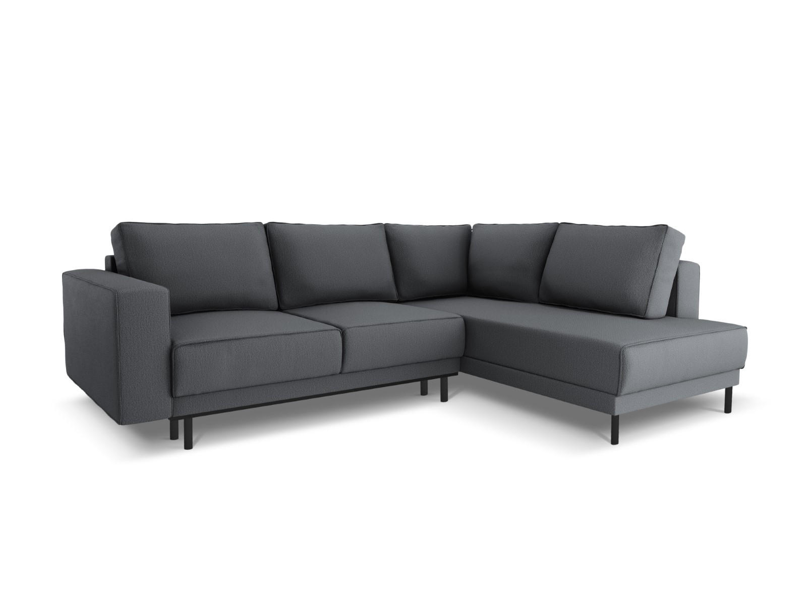AUSKLAPPBARES-ECKSOFA rechts Caro aus strukturiertem Stoff dunkelgrau 5 Sitzplätze - Dunkelgrau, Textil (187/247cm) - Micadoni