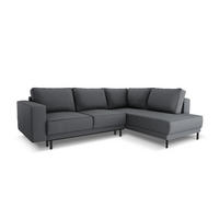 AUSKLAPPBARES-ECKSOFA rechts Caro aus strukturiertem Stoff dunkelgrau 5 Sitzplätze - Dunkelgrau, Textil (187/247cm) - Micadoni