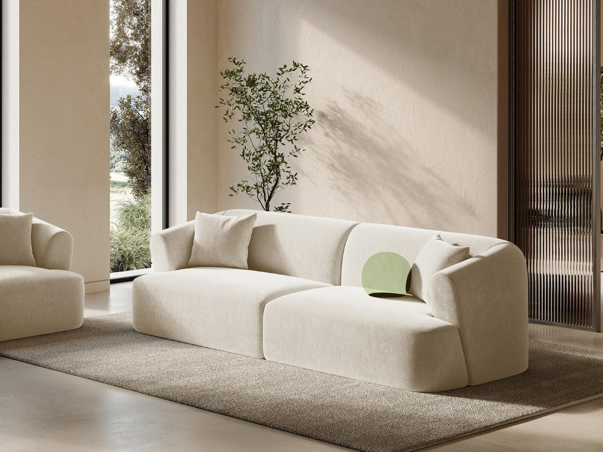 MODULARES-SOFA Campi aus Samt leichtes beige 4 Sitzplätze - Creme, Textil (90/70/255cm) - Cosmopolitan Design