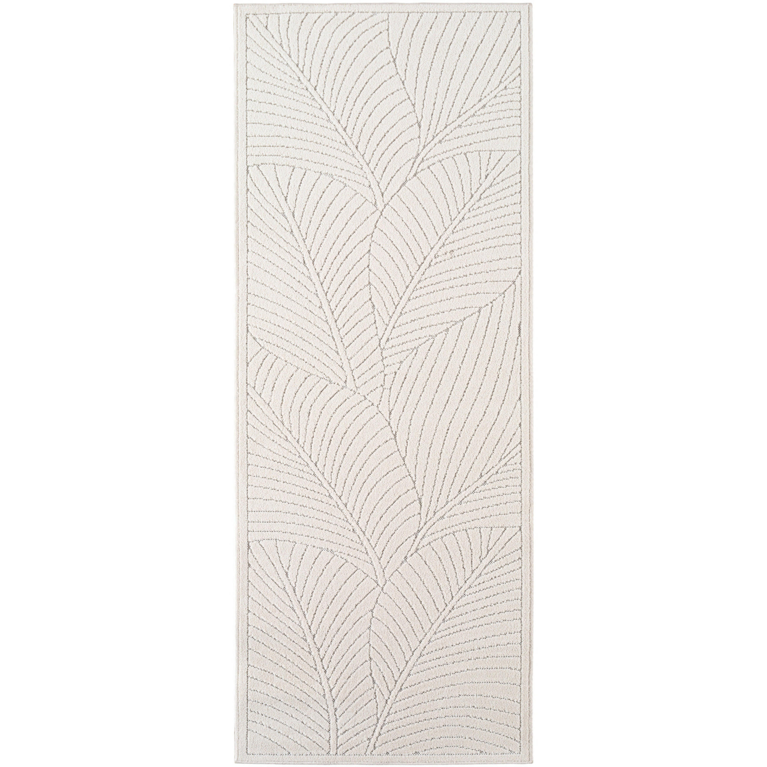 LÄUFER Outdoor, Fußbodenheizung-geeignet, mit Blattmotiv, ENGADIN in Creme, 80 x 150 cm - Creme, Textil (80/150cm) - KADIMA DESIGN