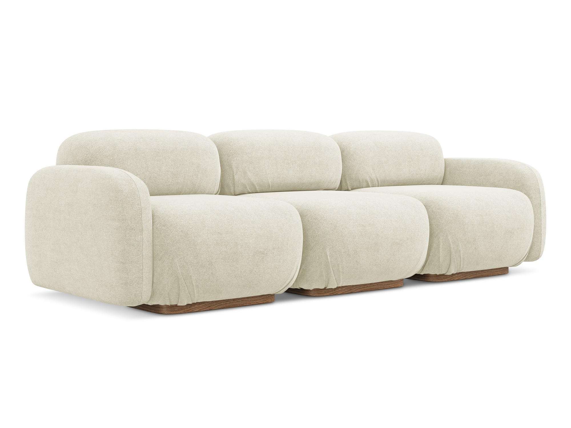 4-SITZER-SOFA Bouclé Stoff Weiß - Weiß/Braun, Holz/Textil (270/73/95cm) - Makamii