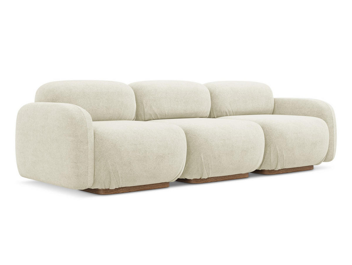 4-SITZER-SOFA Bouclé Stoff Weiß - Weiß/Braun, Holz/Textil (270/73/95cm) - Makamii