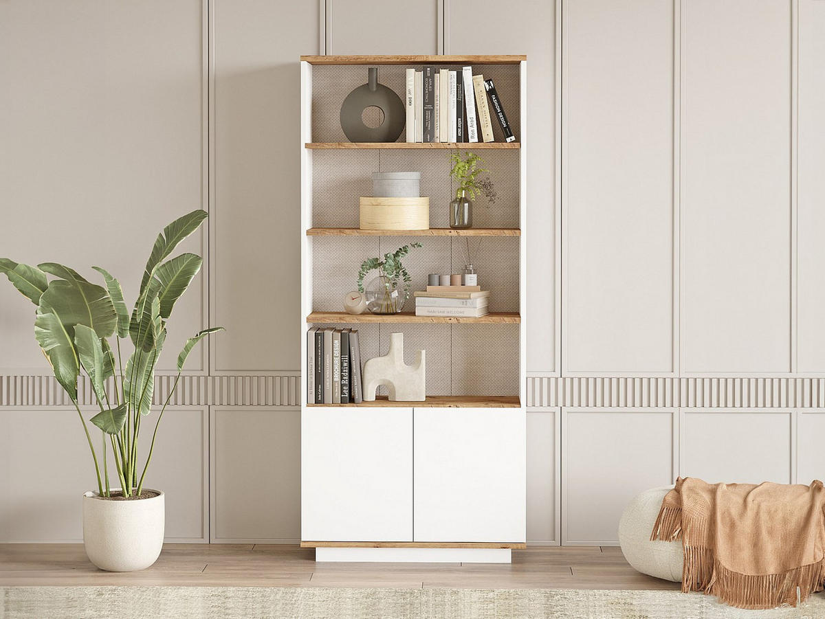 BÜCHERREGAL - 75.5 cm x 26.8 cm - holz - naturfarben hell, weiß Lotula - Naturfarben/Weiß, Holz (75.5/168.3/26.8cm) - Vente-Unique