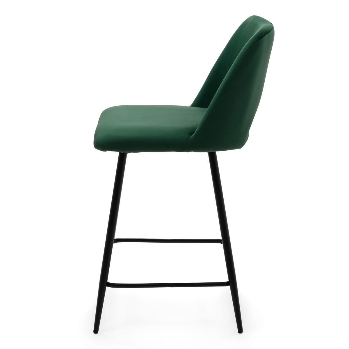 BARHOCKER ORO gepolsterter mit Steppung - grün - Samt Velour - Schwarz/Grün, Textil/Metall (48/94/55cm) - NEW HOME
