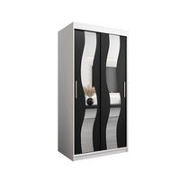 SCHWEBETÜRENSCHRANK 200/100/62 2-türig - Silberfarben/Schwarz, Holz/Kunststoff (100/200/62cm) - Abiks Möbel