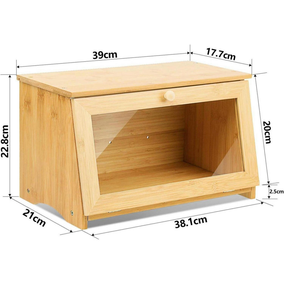 BROTKASTEN Bambus 39 x 21 x 23 cm - Hellbraun, Naturmaterialien (21/23/39cm)