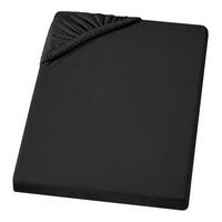 JERSEY-SPANNBETTLAKEN 180x220 - 200x220 Feine Bettlaken aus 100% Baumwolle, Spannbetttuch Laken Uni Schwarz - Schwarz, Textil (200/220cm) - Carpe Sonno