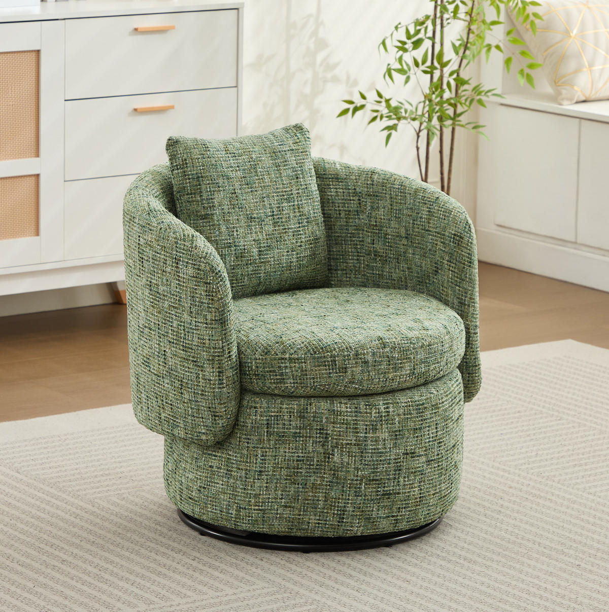 DREHSESSEL Chenille mit verstecktem Stauraum 72/66.5/76 cm Grün - Grün, Textil (66.5/76/72cm) - Redom