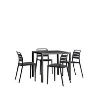 GARTEN-SET mit Tisch und 4 stapelbaren Stühlen in Anthrazitgrau Zira - Grau, Kunststoff - Klast Home