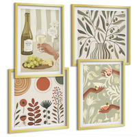 BILDER SET 4er Set - 50x50 cm & 40x60 cm Goldrahmen - Rustikale Cocktails mit Olivenblüten - Goldfarben, Kunststoff (50/50cm) - TULUP