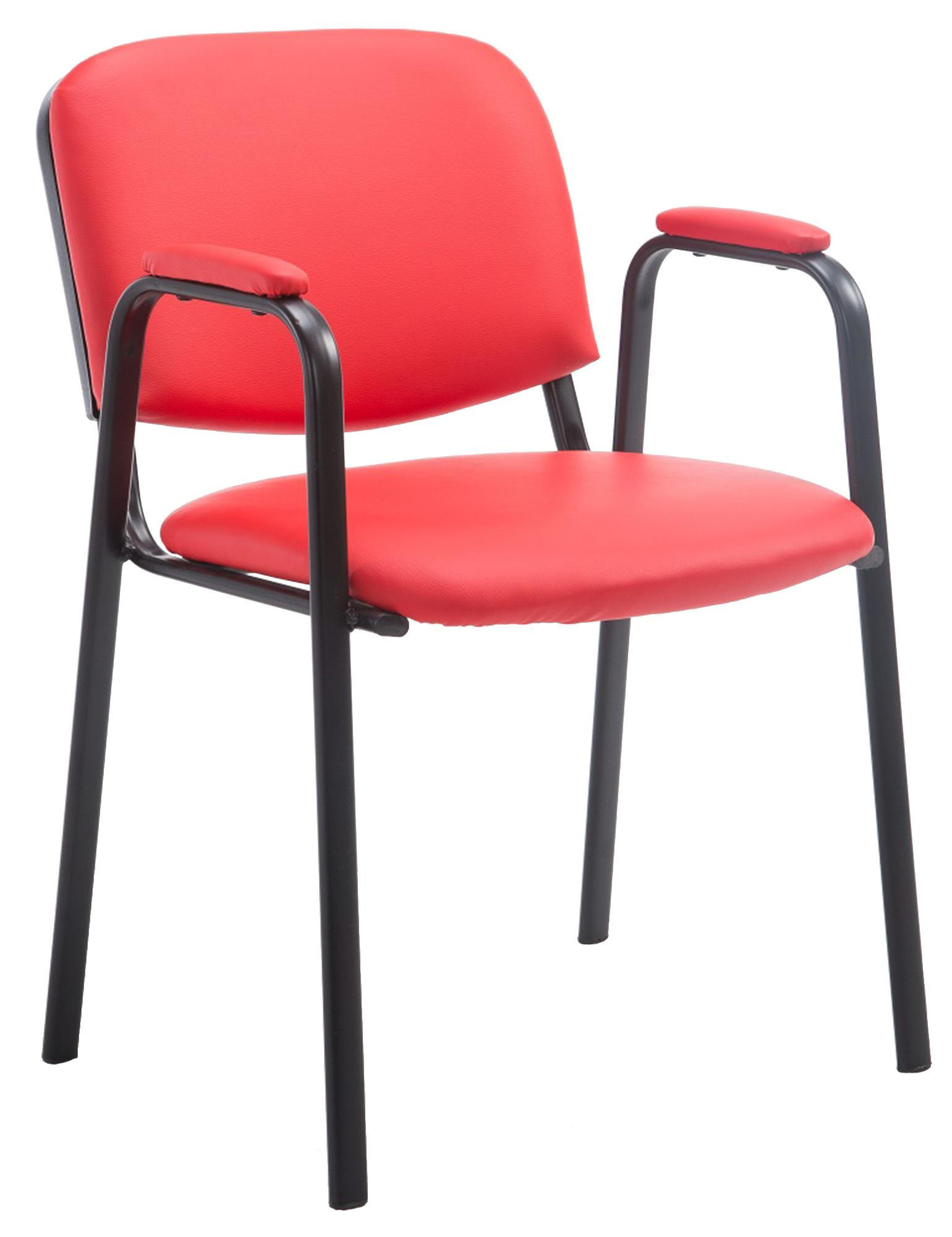 BESUCHERSTUHL Lederlook rot - Rot/Schwarz, Textil/Metall (53/79/55cm) - CLP