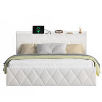 POLSTERBETT 160x200 cm in Weiß mit USB-Ladefunktion und LED-Beleuchtung - Weiß, Textil (160/200cm) - IVMEU