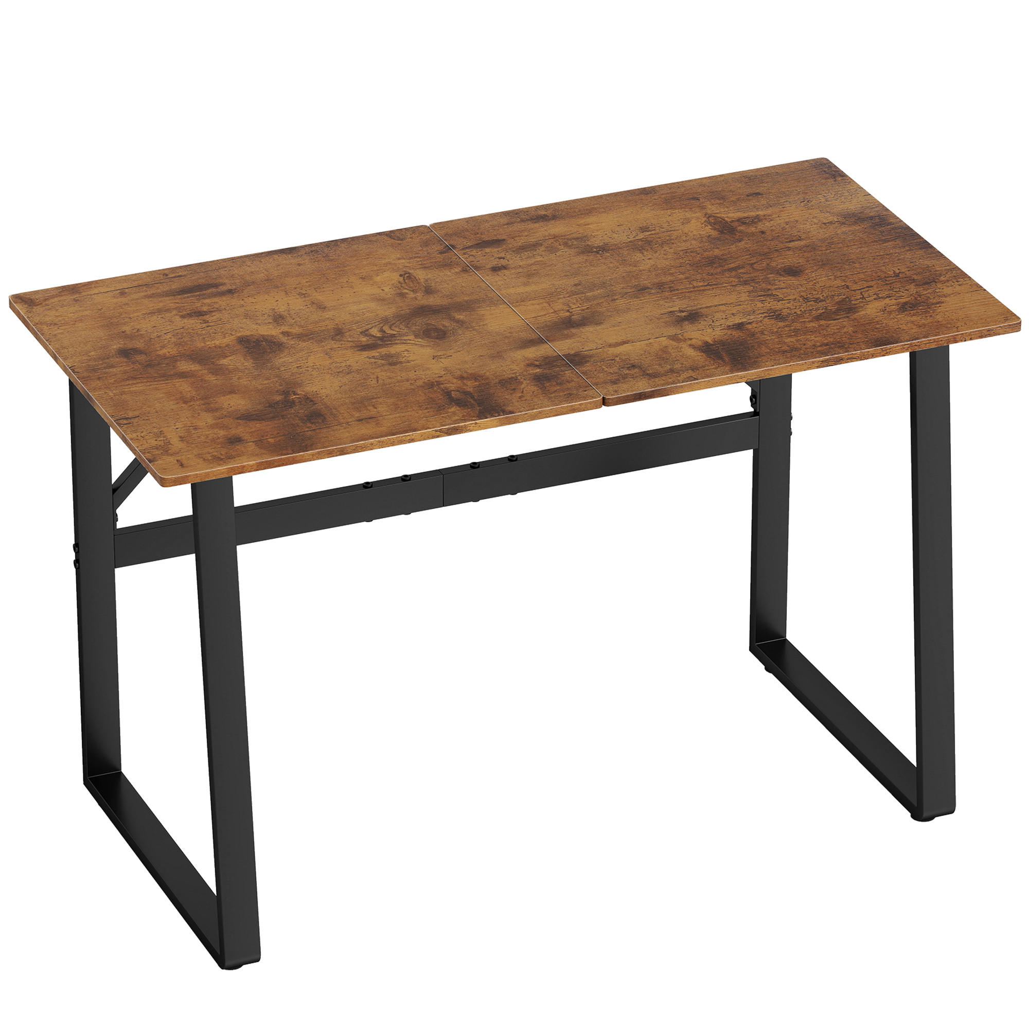 SCHREIBTISCH Spanplatte Stahl Rustikal-Braun - Schwarz/Braun, Holzwerkstoff/Metall (120/60/76cm) - HOMCOM