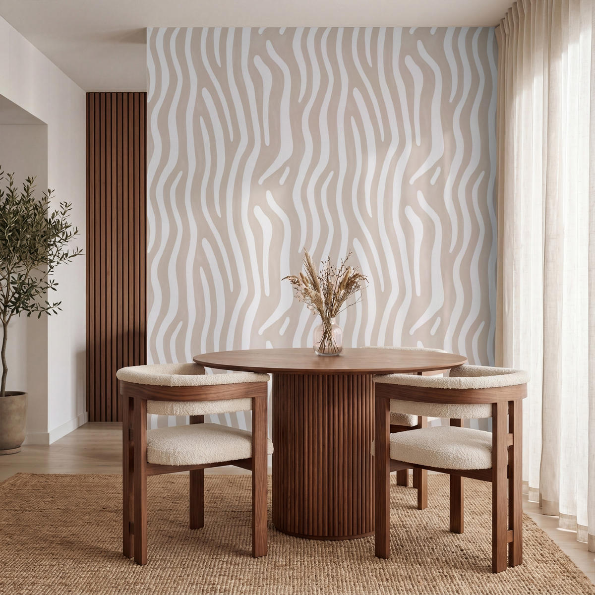 TAPETE - Abstrakt - Zebra - Beige - 240x300 cm - Beige, Papier (240/300cm) - OnlyWow
