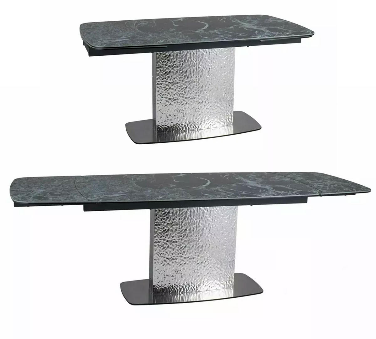 ESSTISCH Monlero Grün Marmor / Edelstahl 160-240 / 90 / 76cm - Grau/Grün, Holz/Metall (90/160/76cm) - Feldmann-Wohnen