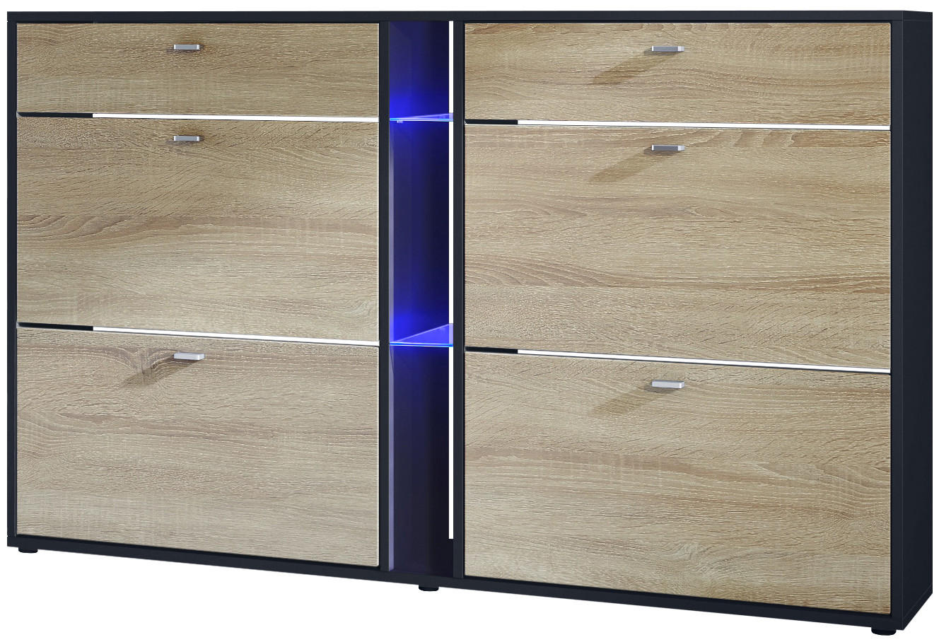 Vladon Schuhschrank Eiche San Remo 155.5x95x28 cm