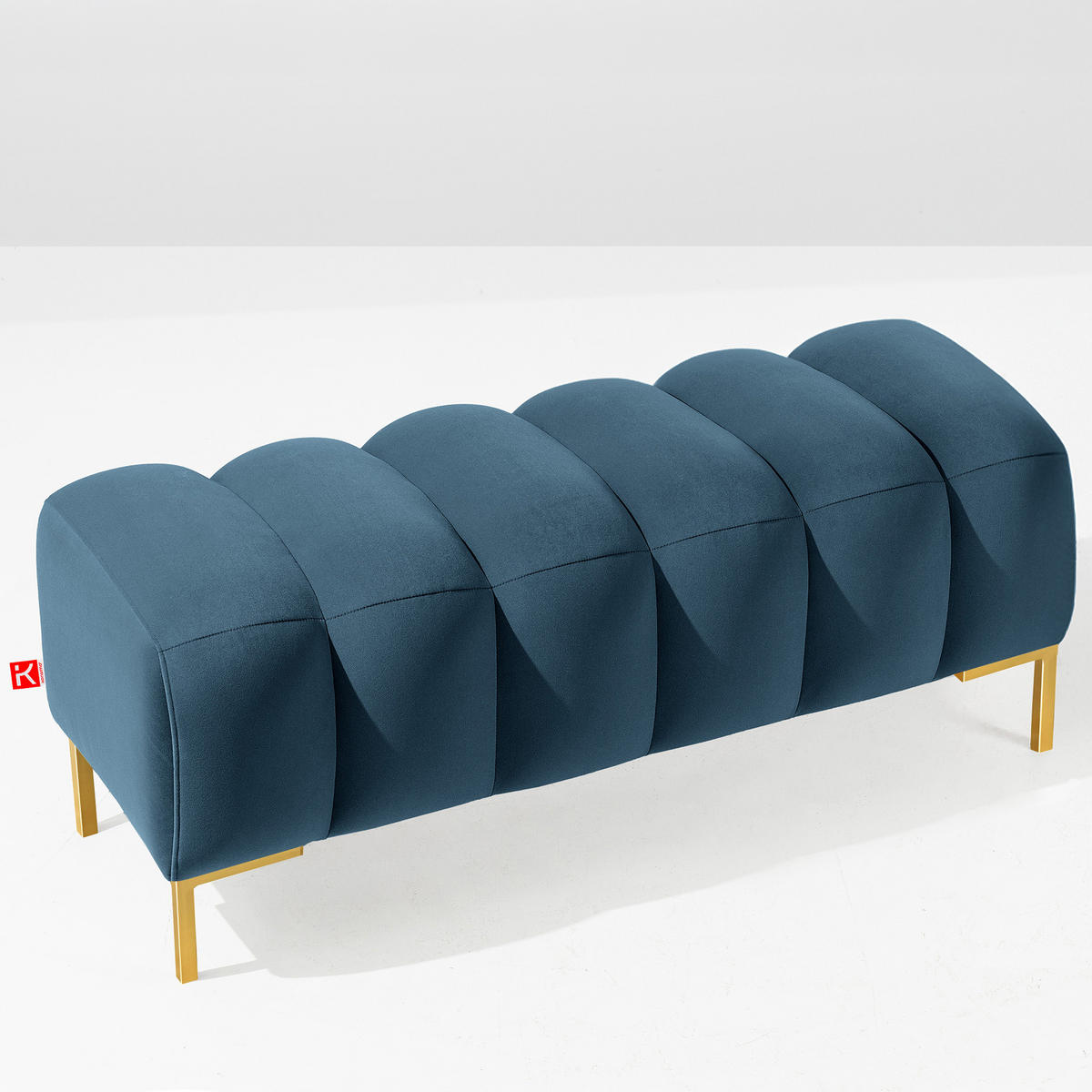 SITZHOCKER Polsterhocker PECCO, Veloursstoff - Goldfarben/Hellgrau, Holz/Textil (160/50/50cm) - KONSIMO®