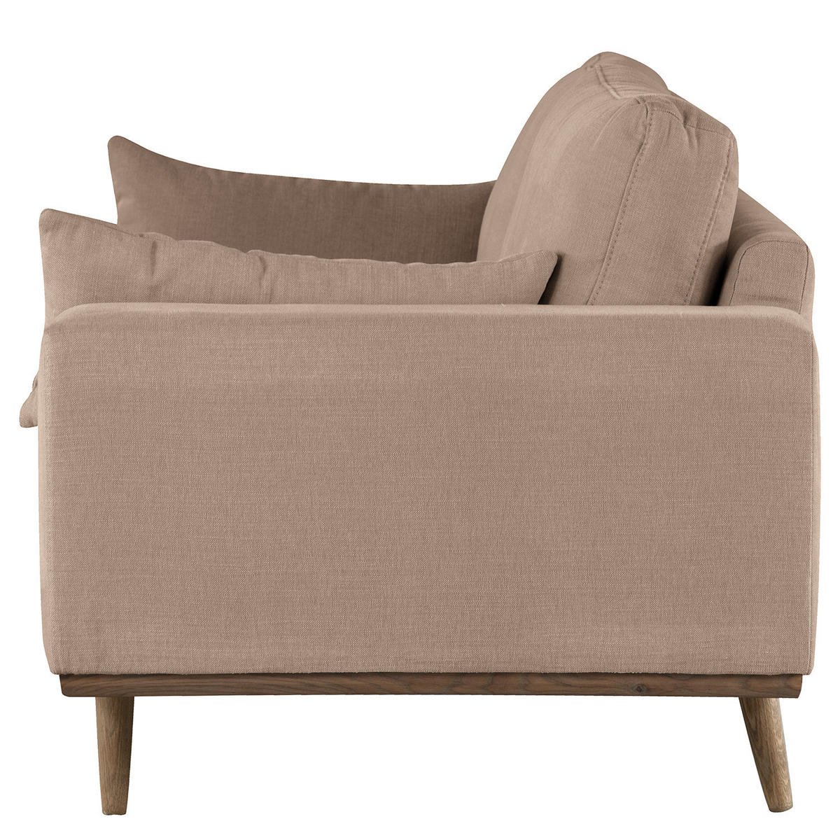 2-SITZER SOFA - Taupe/Eichefarben, Naturmaterialien/Eichenholz (197/81/88cm) - home24