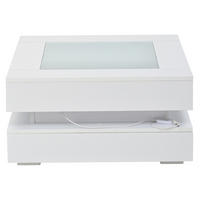 COUCHTISCH 70/70 cm mit LED-Beleuchtung, Glasplatte und 3 Schubladen - Weiß, Holzwerkstoff (70/70/35cm) - BEAOK