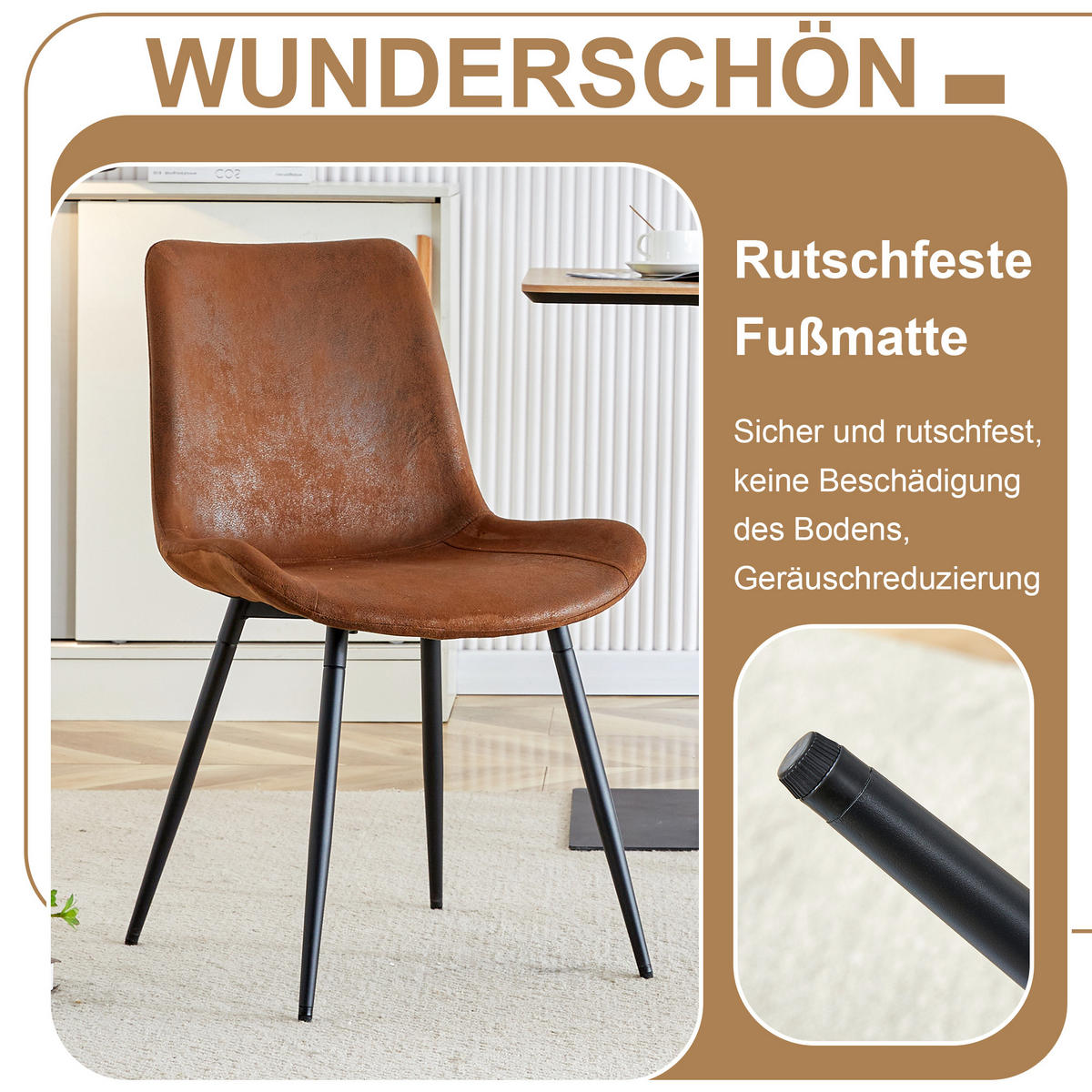 ESSGRUPPE DE-39352 5-teilig, rund mit 4 Stühlen Braun - Braun, Metall (100/76/100cm) - ComfortXL