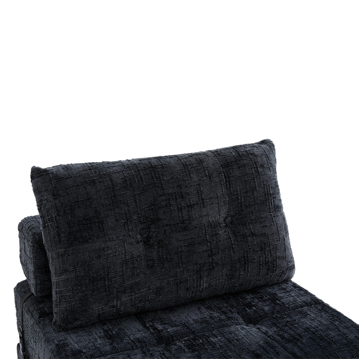 SCHLAFSOFA Schwarz mit Kopf- und Lendenkissen, Chenille - Schwarz, Textil/Metall (79/57/79cm) - CHICFURN