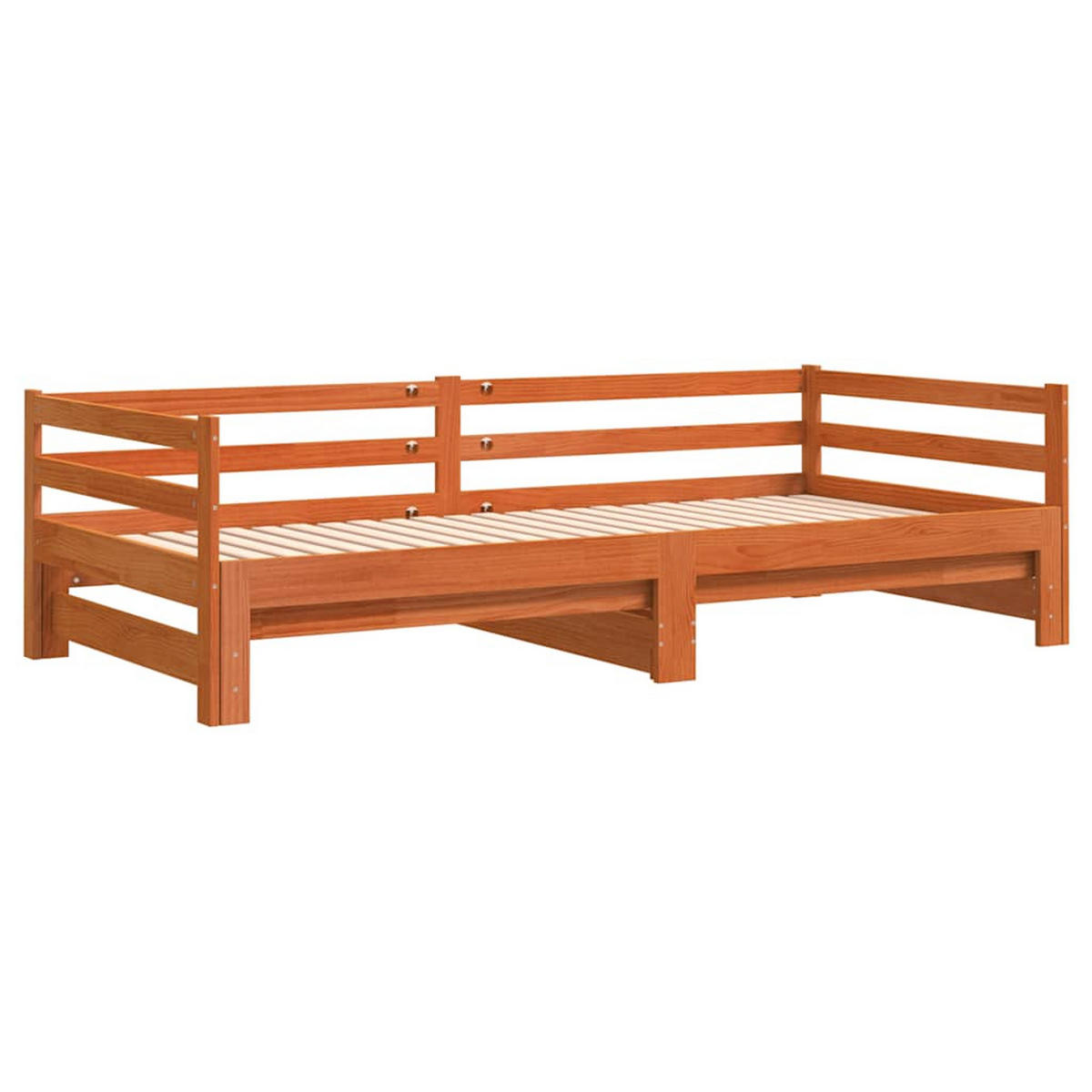 TAGESBETT Ausziehbar Wachsbraun 90/200 Cm Massivholz Kiefer - Braun, Holz (90/200cm) - vidaXL