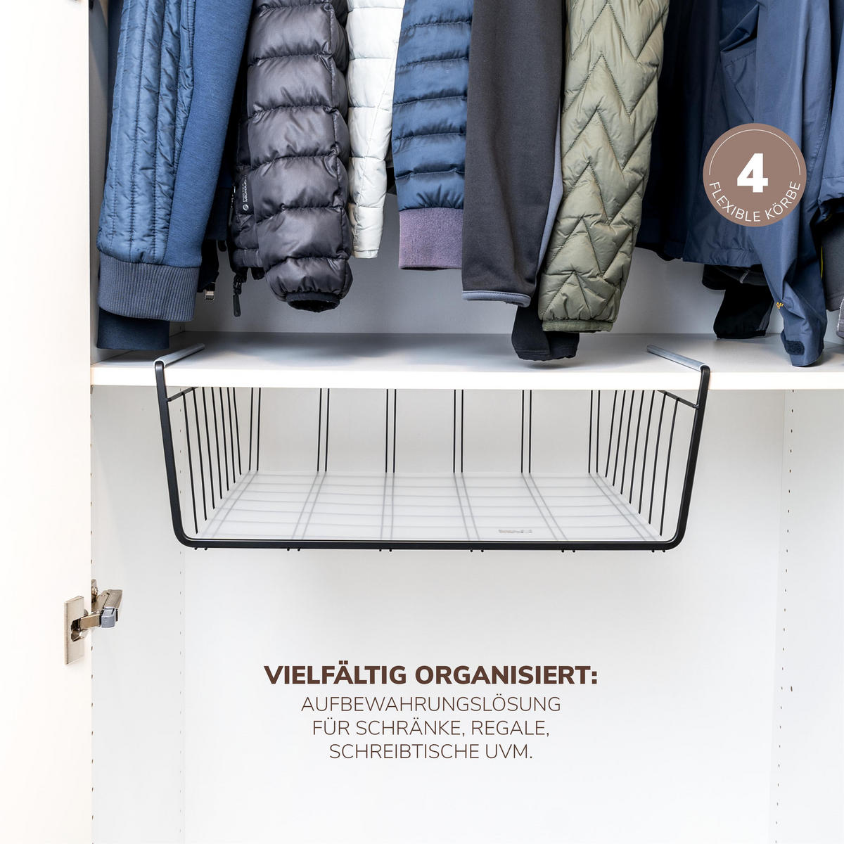 SCHRANKKÖRBE 4er-Set, schwarz - Schwarz, Metall (61/20/45.5cm) - eluno