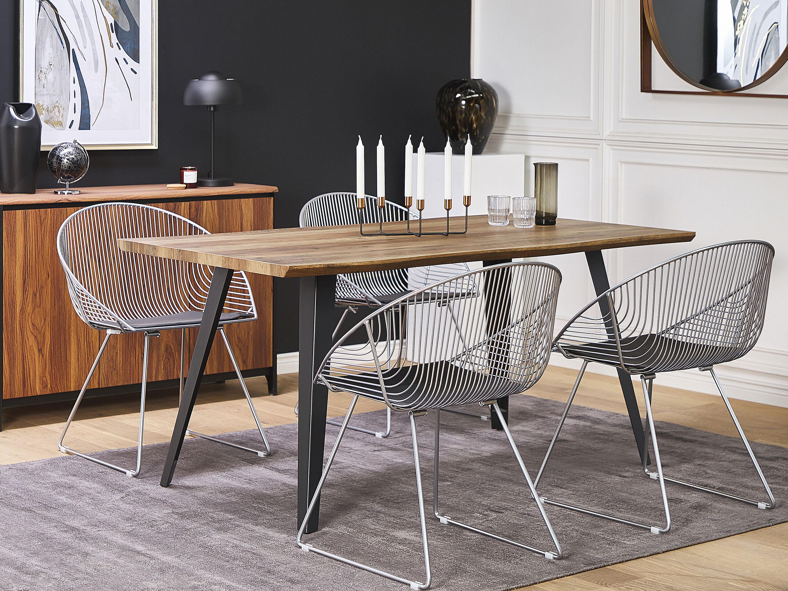 Thumbnail - Beliani Metallstuhl, Silber, Textil, 1-Sitzer, 65x77x54 cm, Esszimmer, Stühle, Esszimmerstühle, Vierfußstühle