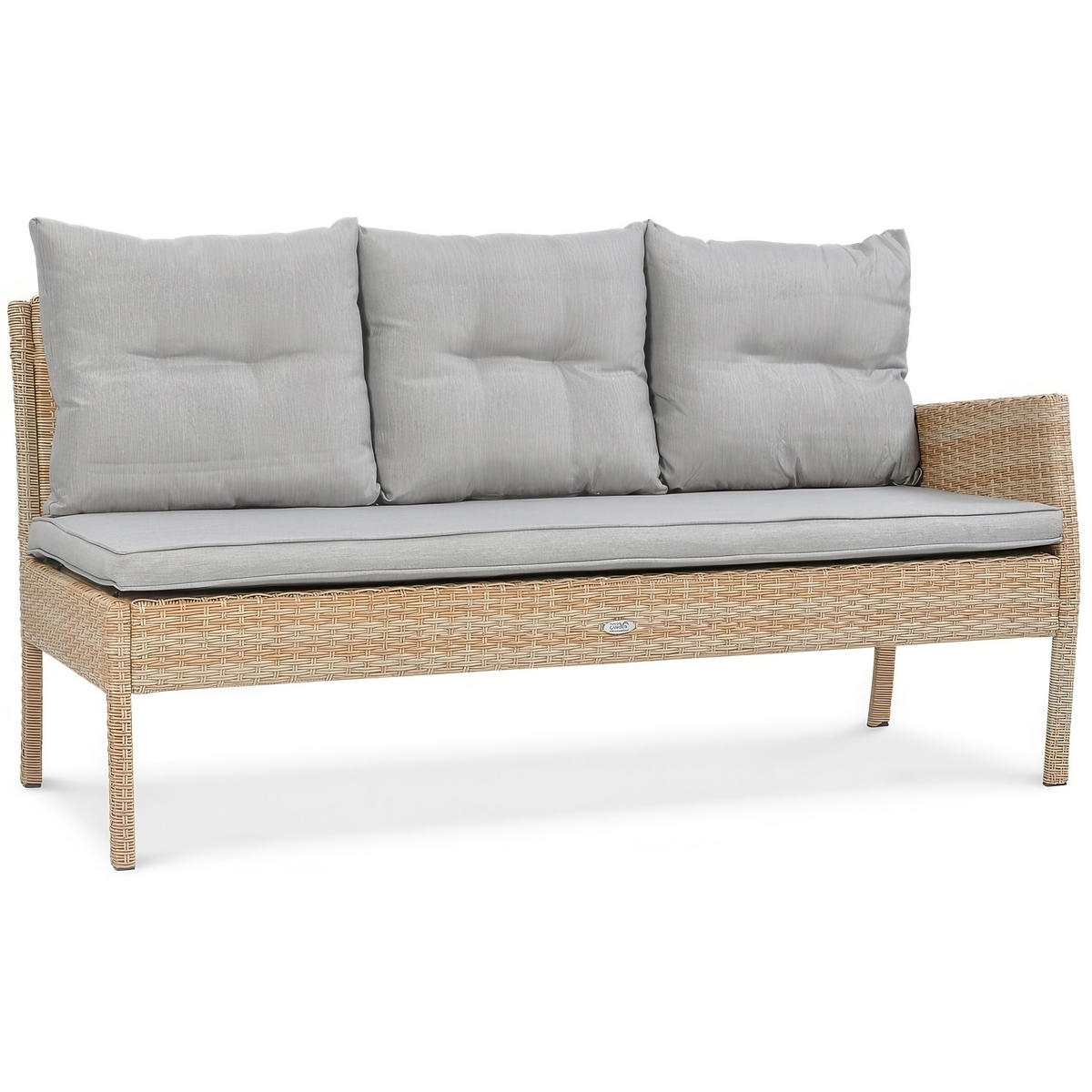GARTENSET Calista, Technorattan, 2 Ecksofas + Sessel + 2 Hocker + Esstisch, für 7 Personen - Beige, Kunststoff - Beautysofa