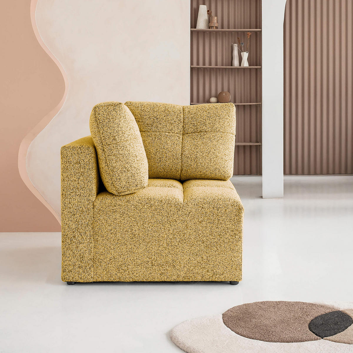 ECKELEMENT - Strukturstoff - Beige/Gelb, Textil (91/94/91cm) - home24