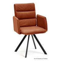 ARMLEHNSTUHL drehbar (8er-Set) Devin 52x92x60 Schwarz/Cognac - Cognac/Schwarz, Kunststoff (60/92/52cm) - 58aufmkessel