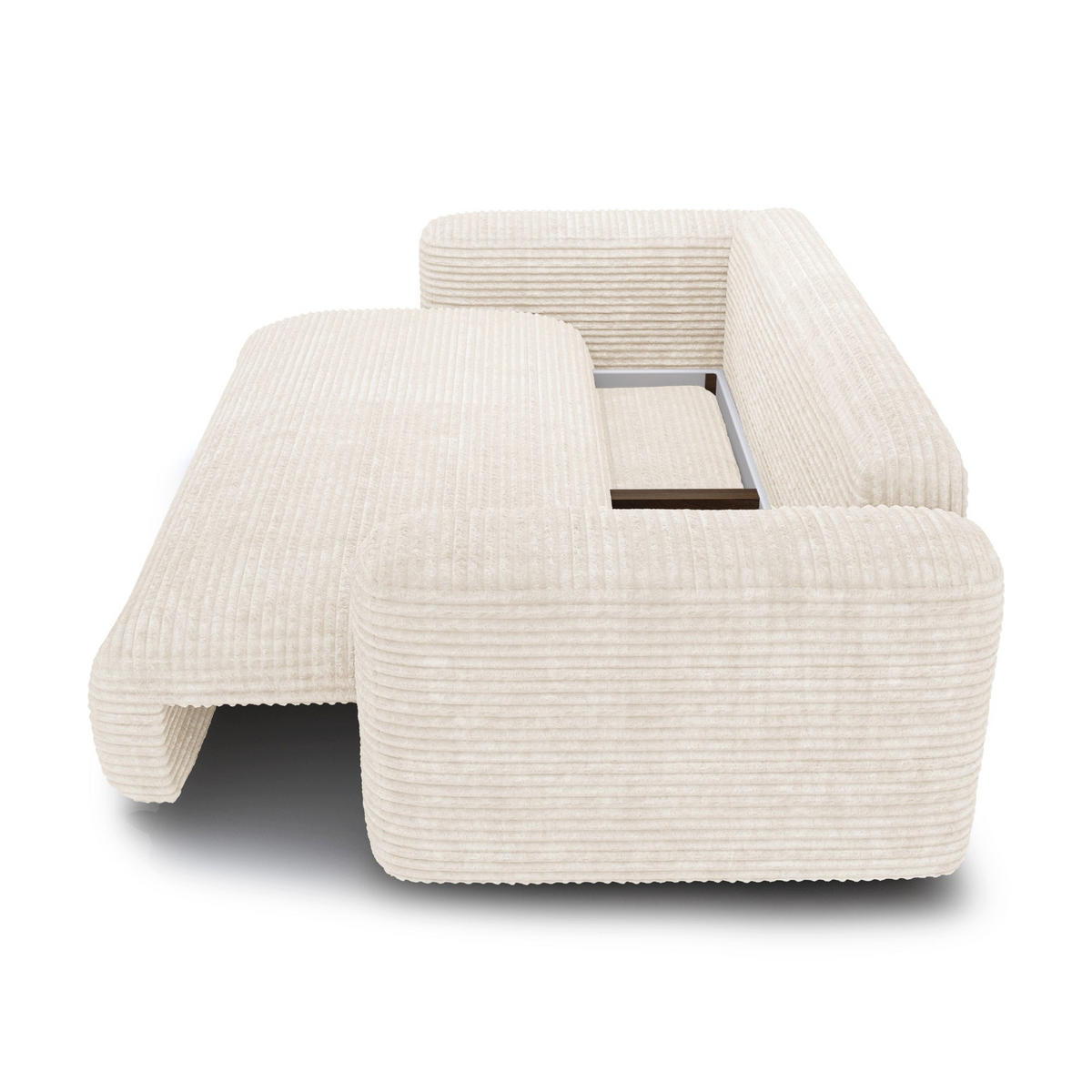 SCHLAFSOFA mit Stauraum LIOR XXL-Cord Creme 260cm - Creme, Textil (260/83/100cm) - Premium Interiors