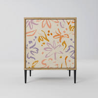 SIDEBOARD SPRING WHIMSY, Eichefarben, 57,5x42x72,5 cm, Schwarze Metallfüße - Eichefarben/Multicolor, Holzwerkstoff/Metall (57.5/72.5/42cm) - SpaceRebels