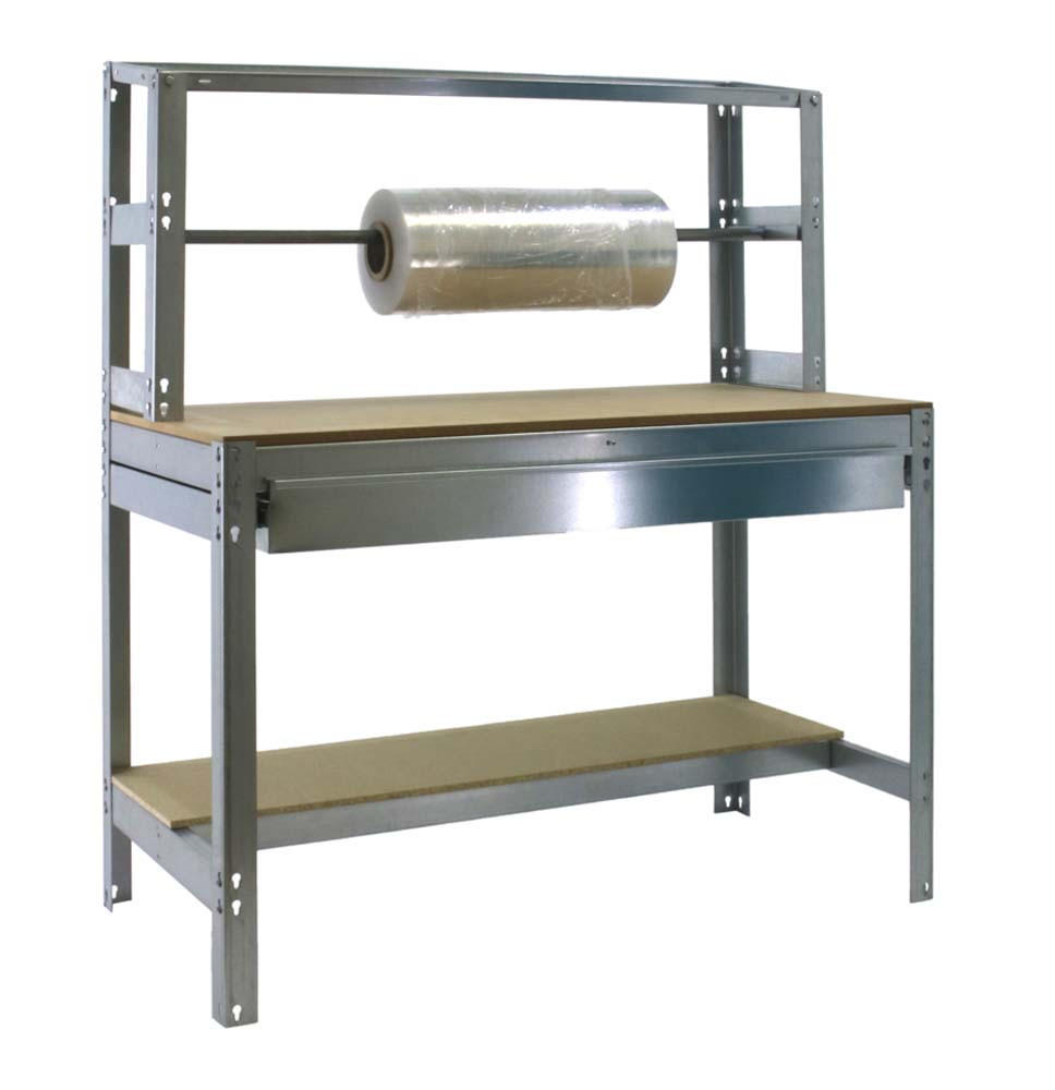 PACKTISCH BUFFALO mit Schubfach | HxBxT 84x90x76cm | Traglast 400kg | Verzinkt - Silberfarben, Metall (90/84/76cm) - PROREGAL