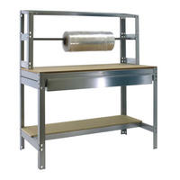 PACKTISCH BUFFALO mit Schubfach | HxBxT 84x90x76cm | Traglast 400kg | Verzinkt - Silberfarben, Metall (90/84/76cm) - PROREGAL