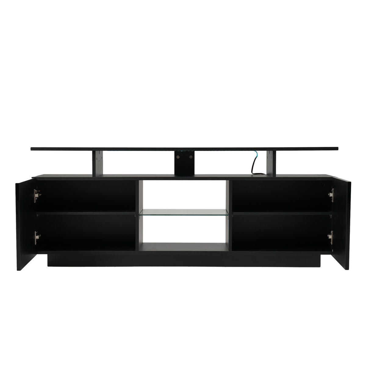 TV stolek 140/35/55 cm černý z dřevotřískové desky s LED osvětlením ovládaným aplikací - černá, kompozitní dřevo (140/55/35cm) - OKWISH