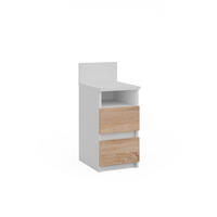 NACHTTISCH Monty Weiß/Sonoma 25 x 59.1 cm mit 2 Schubladen - Weiß/Sonoma Eiche, Holzwerkstoff (25/59.1/32.3cm) - Vicco