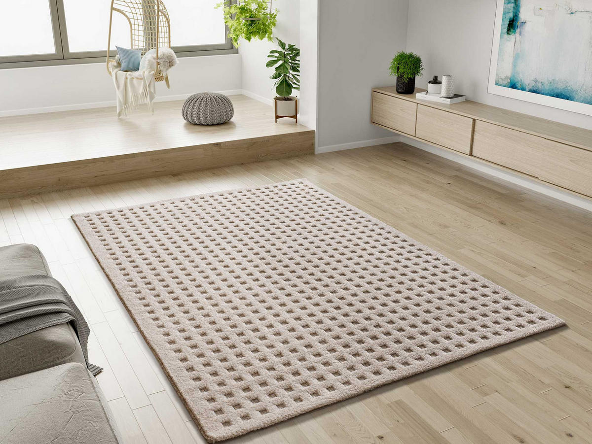 WEBTEPPICH im skandinavischen Stil Weiß Diena 160/230 cm - Weiß, Naturmaterialien/Textil (160/230cm) - Atticgo