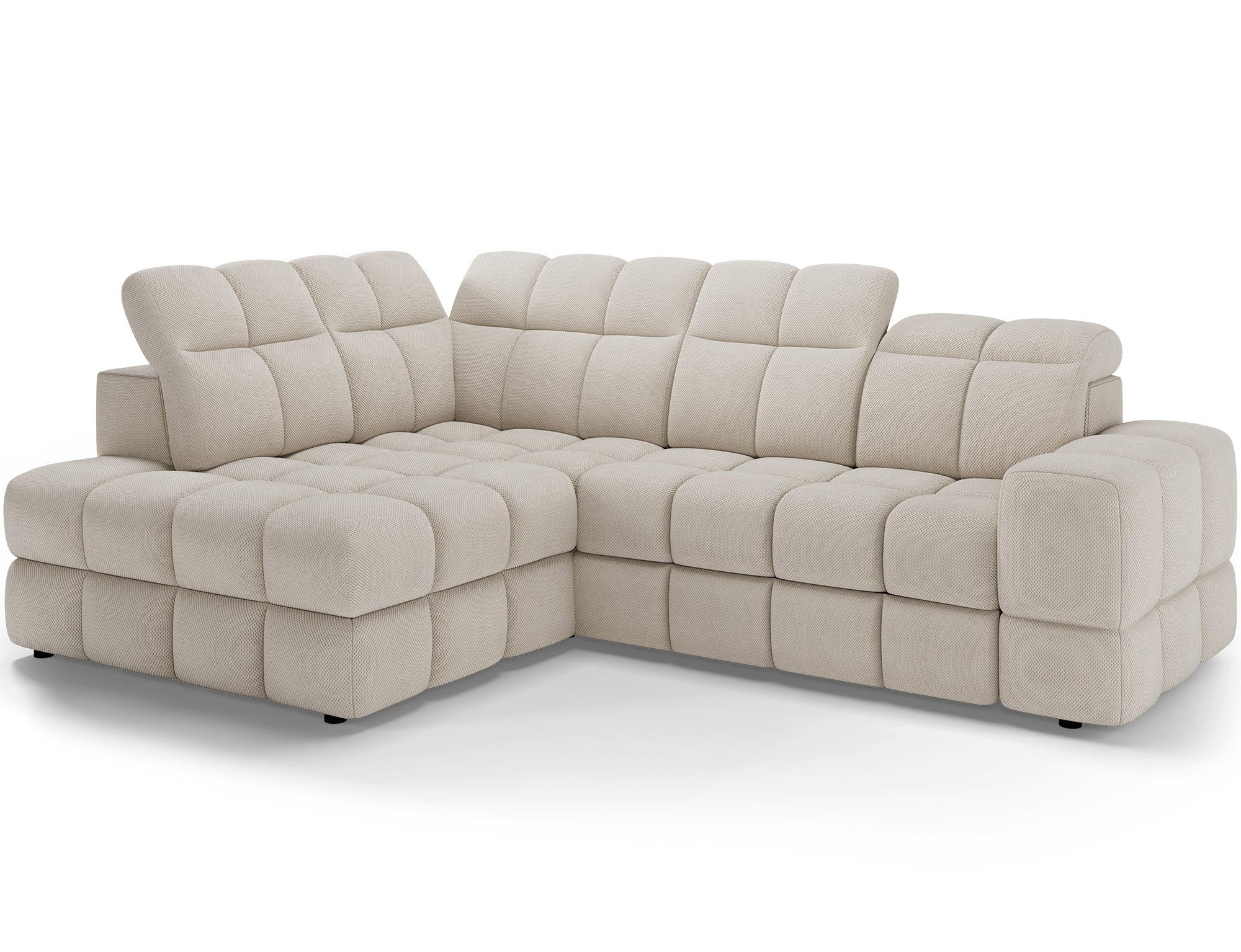 ECKSOFA Bronon mit Schlaffunktion und Bettkasten – Modernes Design, verstellbare Kopfstützen und verschiebbare Rückenlehnen - Beige, Kunststoff (296/109cm) - Wohnideebilder