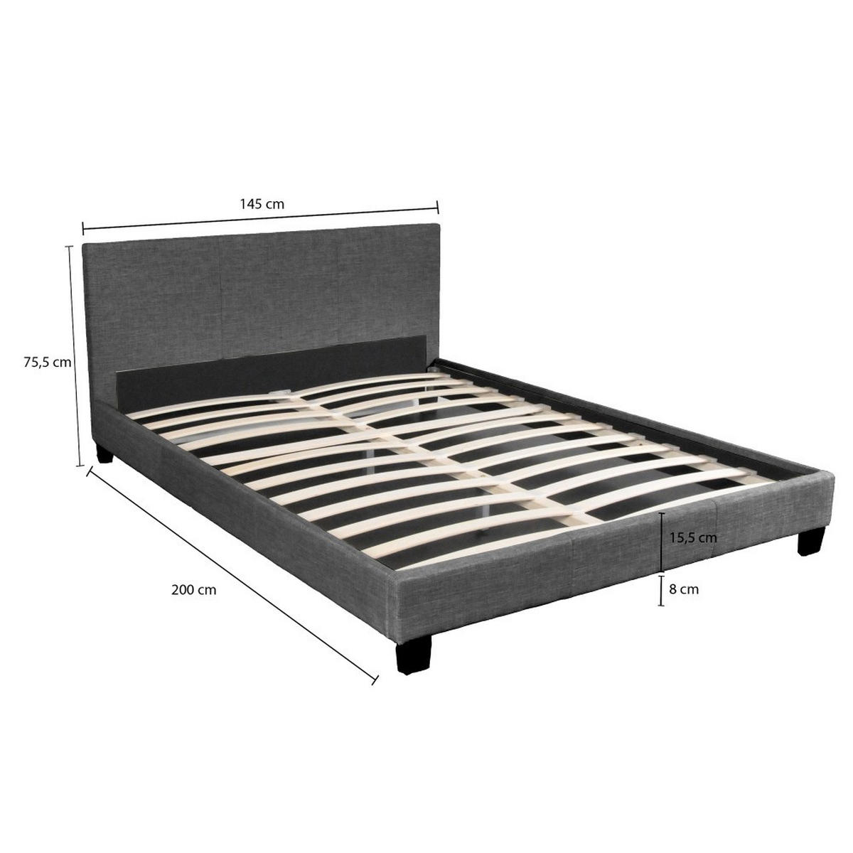 BETT DUBLIN mit Lattenrost/ Bett 140x190 - Dunkelgrau - Grau, Holzwerkstoff (140/190cm) - Weber Industries