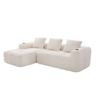 KOMPAKTSOFA Cord mit modularen Elementen und Becherhalter 253/158/61 cm Beige - Beige, Textil (158/253cm) - Redom