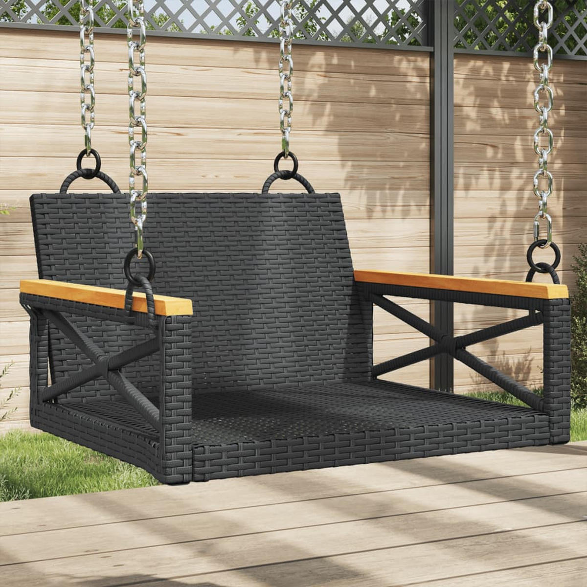HÄNGESESSEL Schwarz 63x62x40 cm Poly Rattan - Schwarz, Kunststoff (63/40/62cm) - furnicato