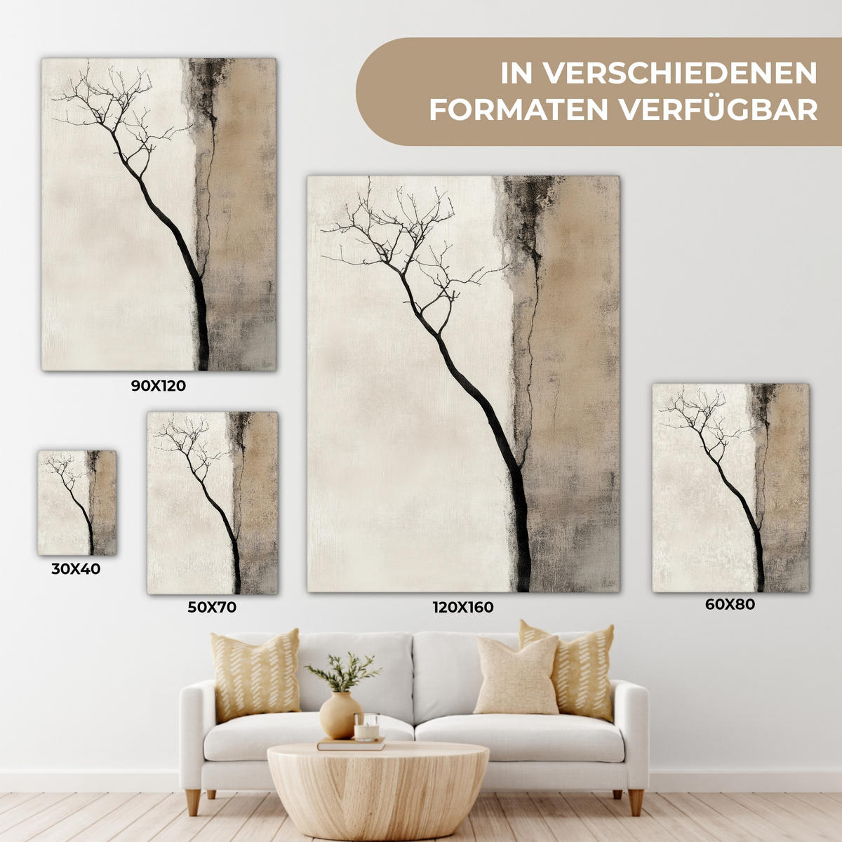 LEINWANDBILD Wabi sabi - Pflanze - Beige 30x40 cm - Taupe, Textil (30/40cm) - MuchoWow