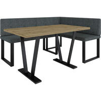 ECKBANKGRUPPE Alina - INARI-Stoff - 142 x 196 cm - Links - Grau - Grau, Textil/Metall (196/87/142cm) - AN-Moebel 4u