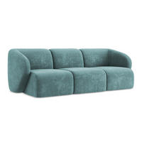 3-SITZER SOFA Chenille Stoff Blau - Blaugrau/Schwarz, Holzwerkstoff/Kunststoff (244/75/94cm) - LaMiaSofa