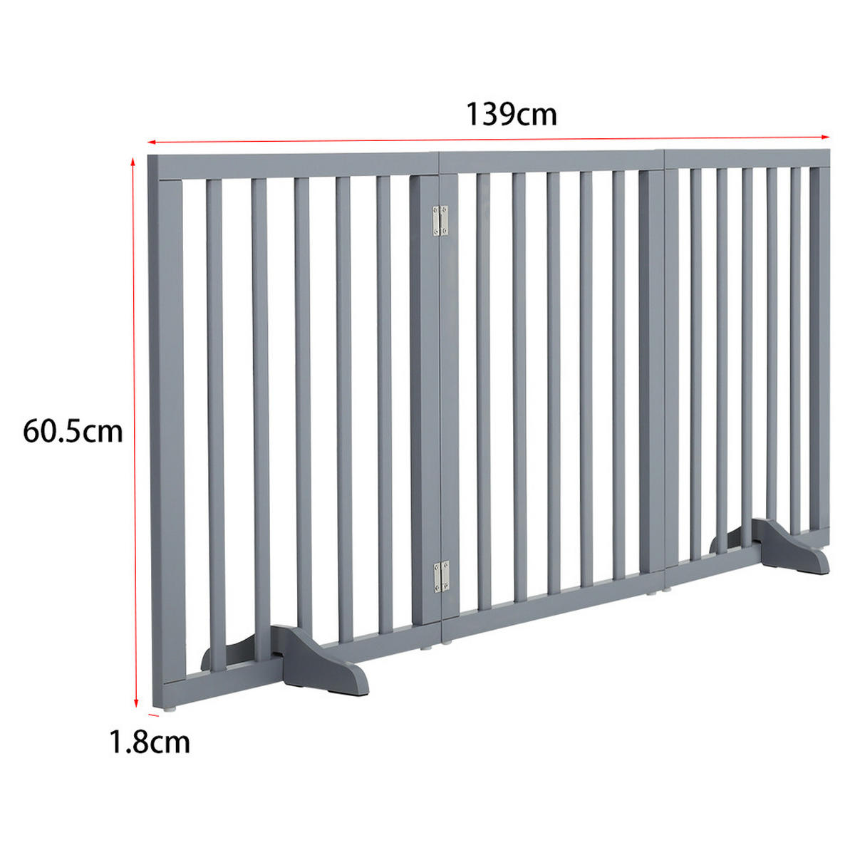 SCHUTZGITTER 3-Paneele Faltbar Freistehend MDF Grau - Grau, Holzwerkstoff (139/1.8cm) - Livingandhome